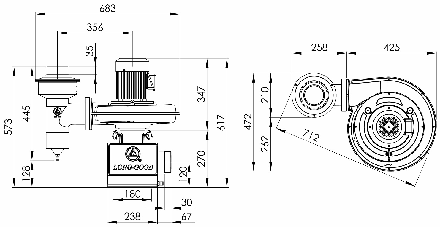 Oil Mist Collector LG-250B-D 1HP 3Φ Horizontal