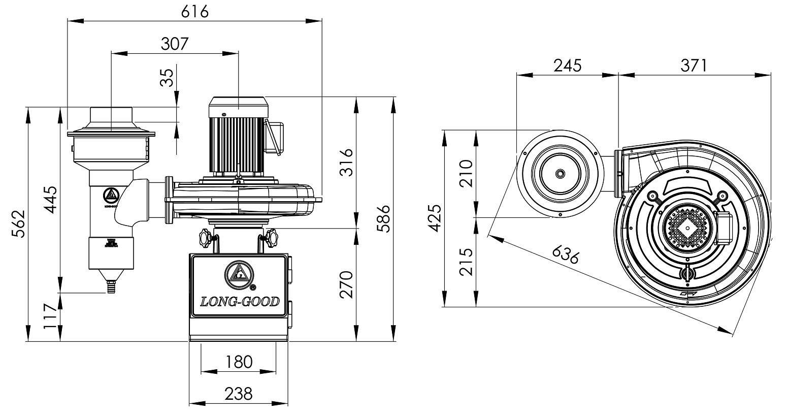 Oil Mist Collector  LG-200A-D    1/2HP   3Φ  Vertical