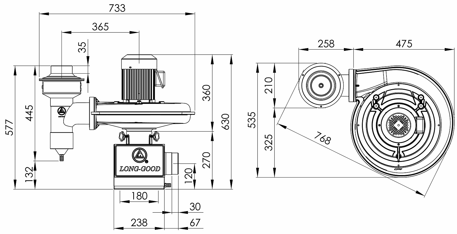 Oil Mist Collector  LG-300B-D   2HP   3Φ  Horizontal