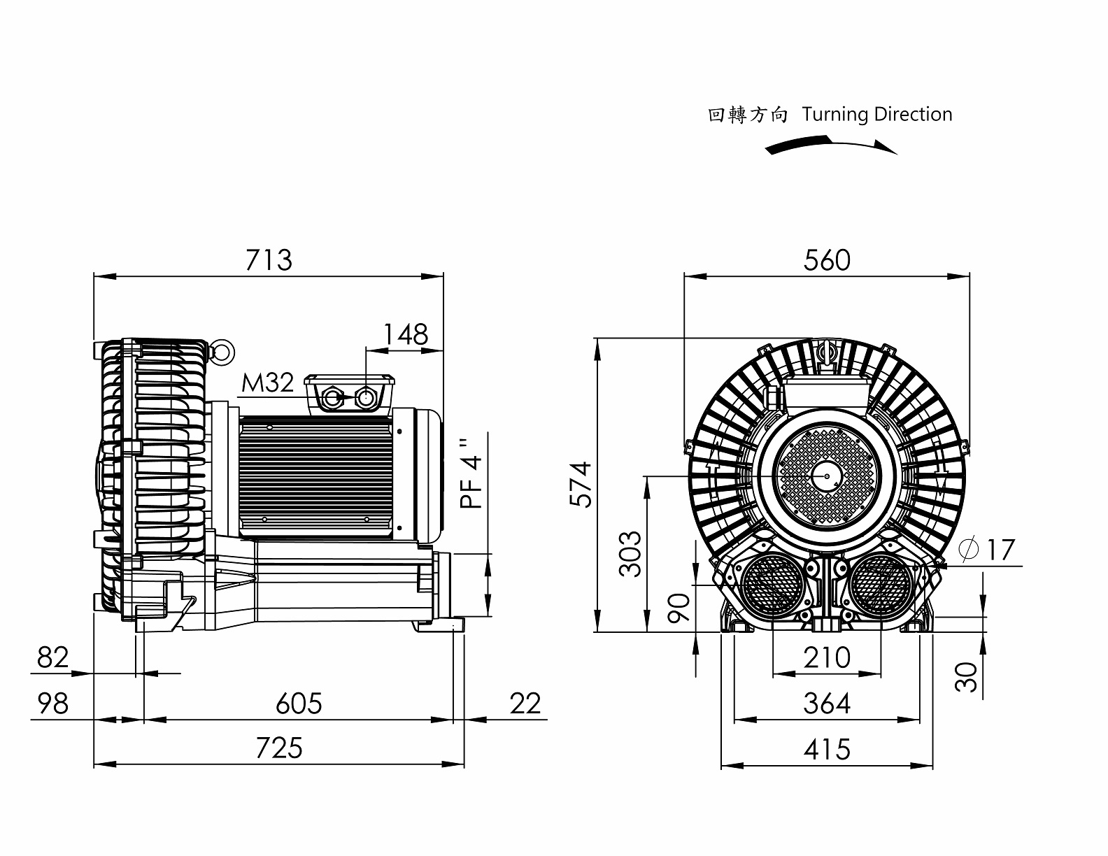 Ring Blower LG-2506DL 25HP 3Φ