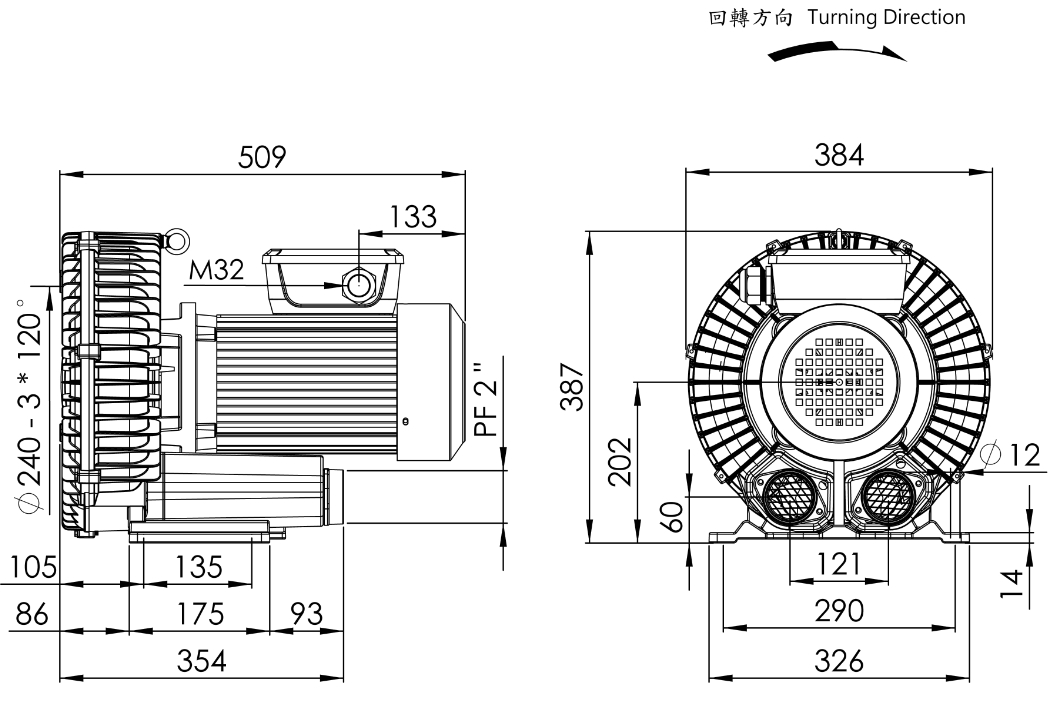Ring Blower LG-7068A-DL 5HP 1Φ