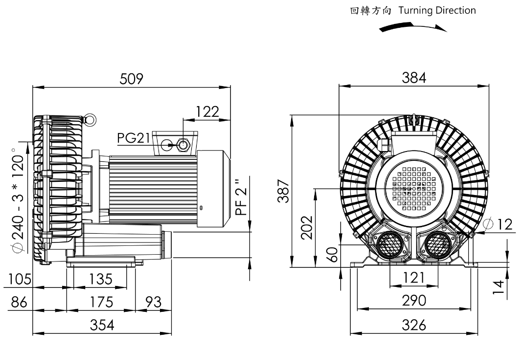 Ring Blower LG-7068DL 5HP 3Φ