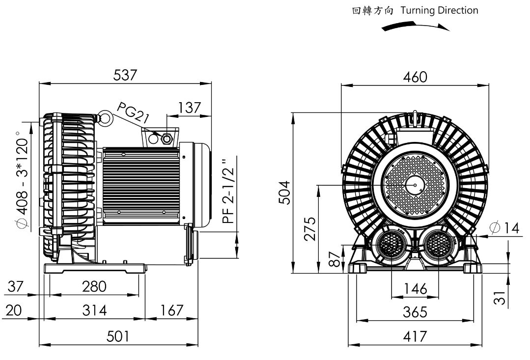 Ring Blower    LG-8068DL    7.5HP  3Φ