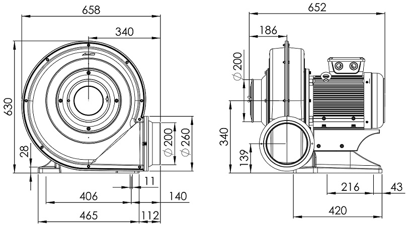 Strong Wind Turbo Centrifugal Blower   CX-E55    7.5HP   3Φ